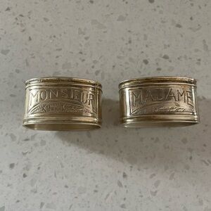 Vintage Madame & Monsieur Napkin Rings French Silver Plated